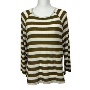 Good Luck Gem Women’s Pullover  Top Sz Large Multi Color Knit Open Mesh LS